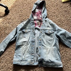 Maurices Size L jean jacket with hood